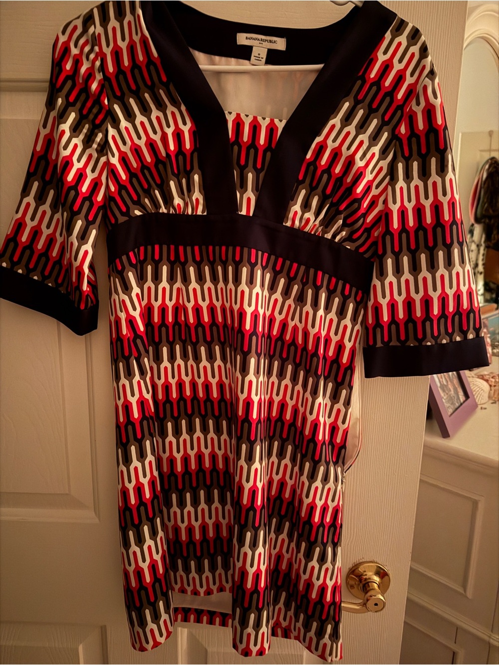 Banana Republic Geometric dress  in Red, Black, Cream